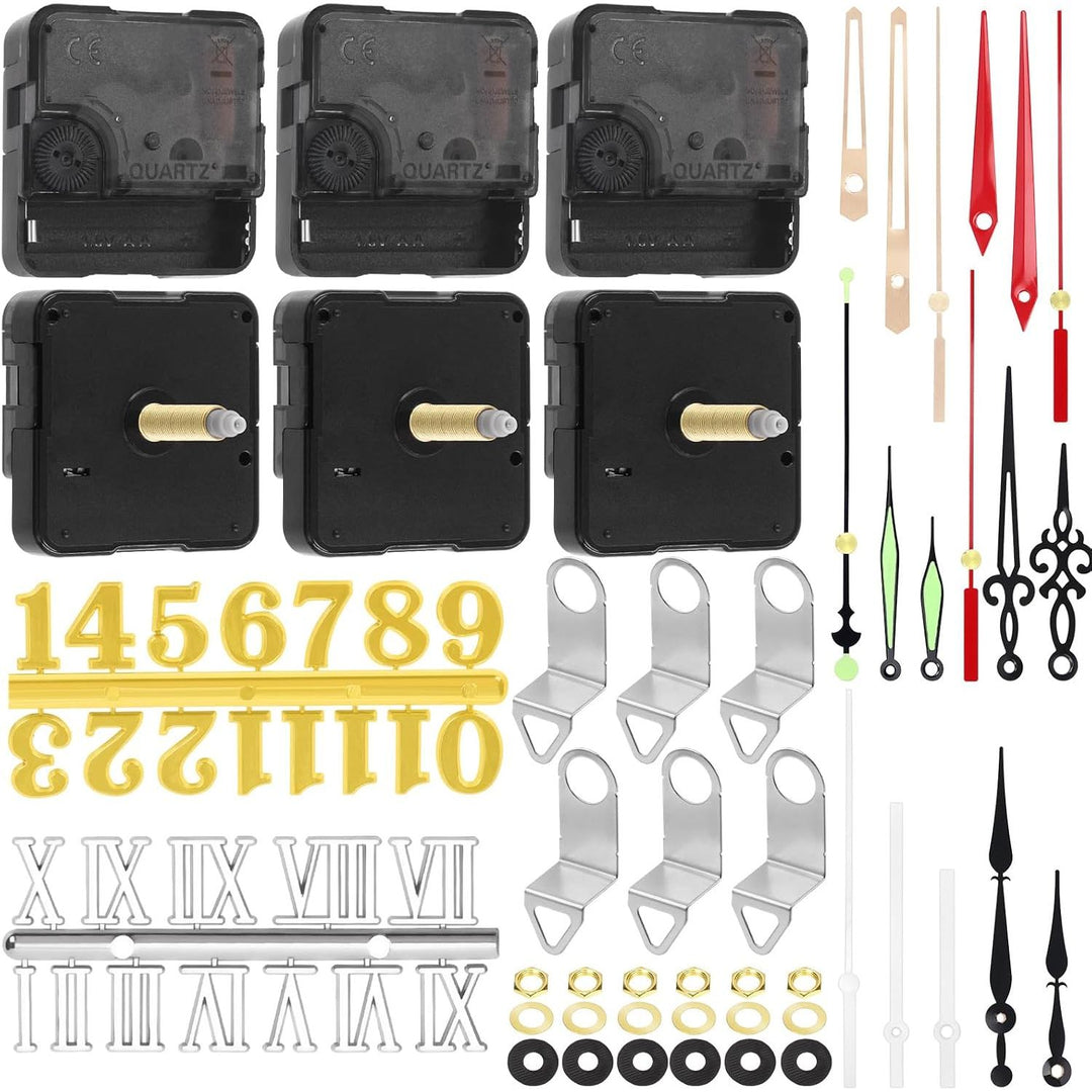 Six-piece quartz clock movement kit with hands