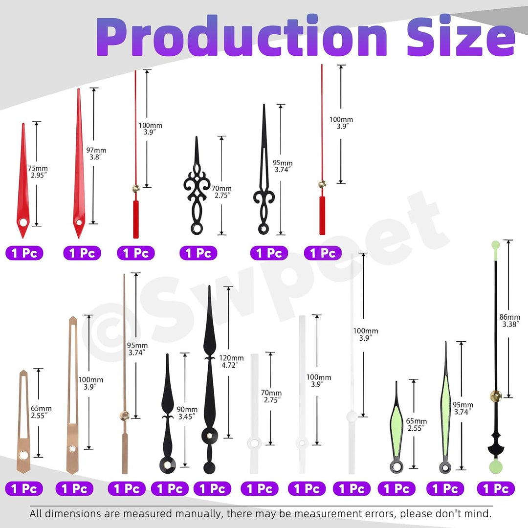 Clock movement kit components