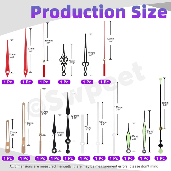 Clock movement kit components