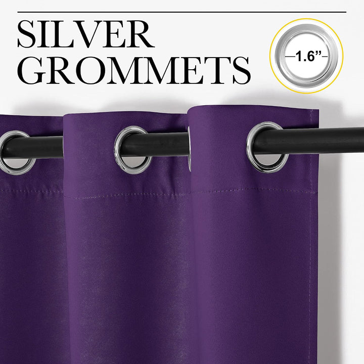 Royal Purple Blackout Grommet Curtains, 42 x 84 in, Set of 2 - Just Closeouts Canada Inc.