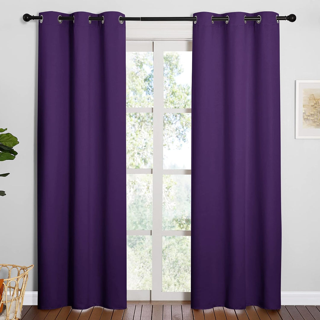 Royal Purple Blackout Grommet Curtains, 42 x 84 in, Set of 2 - Just Closeouts Canada Inc.