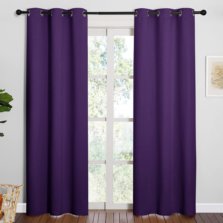 Royal Purple Blackout Grommet Curtains, 42 x 84 in, Set of 2 - Just Closeouts Canada Inc.