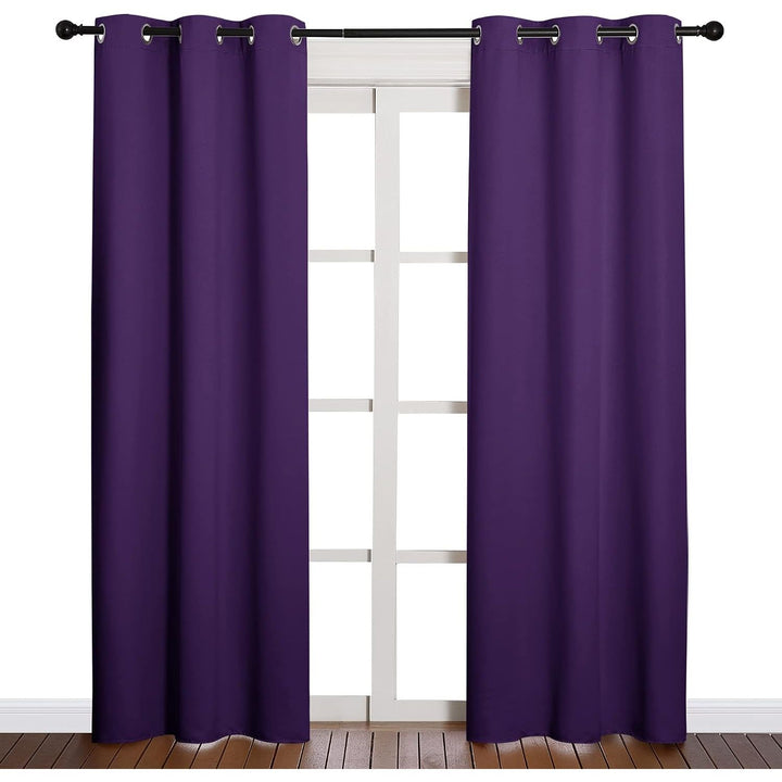 Royal Purple Blackout Grommet Curtains, 42 x 84 in, Set of 2 - Just Closeouts Canada Inc.