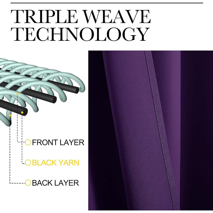 Royal Purple Blackout Grommet Curtains, 42 x 84 in, Set of 2 - Just Closeouts Canada Inc.