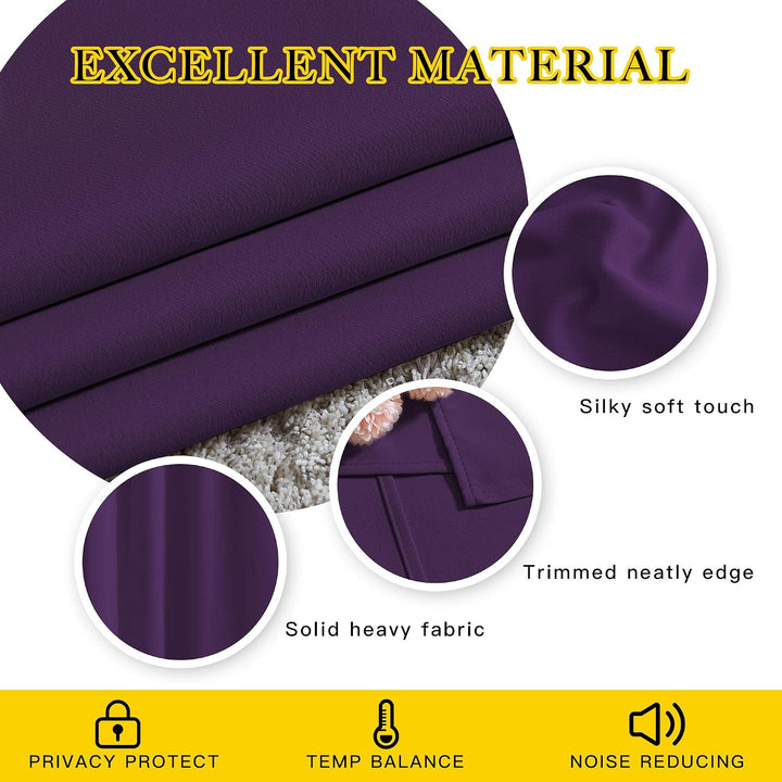 Royal Purple Blackout Grommet Curtains, 52 x 84 in, Set of 2 - Just Closeouts Canada Inc.