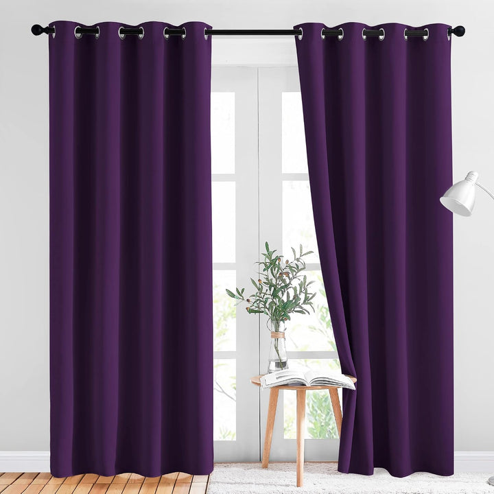 Royal Purple Blackout Grommet Curtains, 52 x 84 in, Set of 2 - Just Closeouts Canada Inc.
