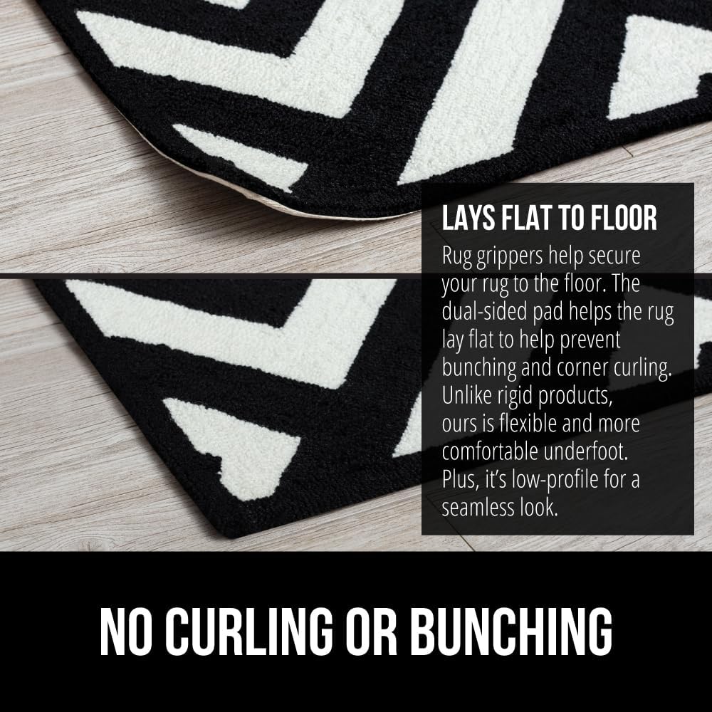 Rug Gripper Pads 12 Pack, Keep Area Rugs Corners from Curling and Bunching, Reusable Dual - Sided Flexible Sticky Pad Grips Floor and Holds Carpet in Place on Hardwood Floors - Just Closeouts Canada Inc.