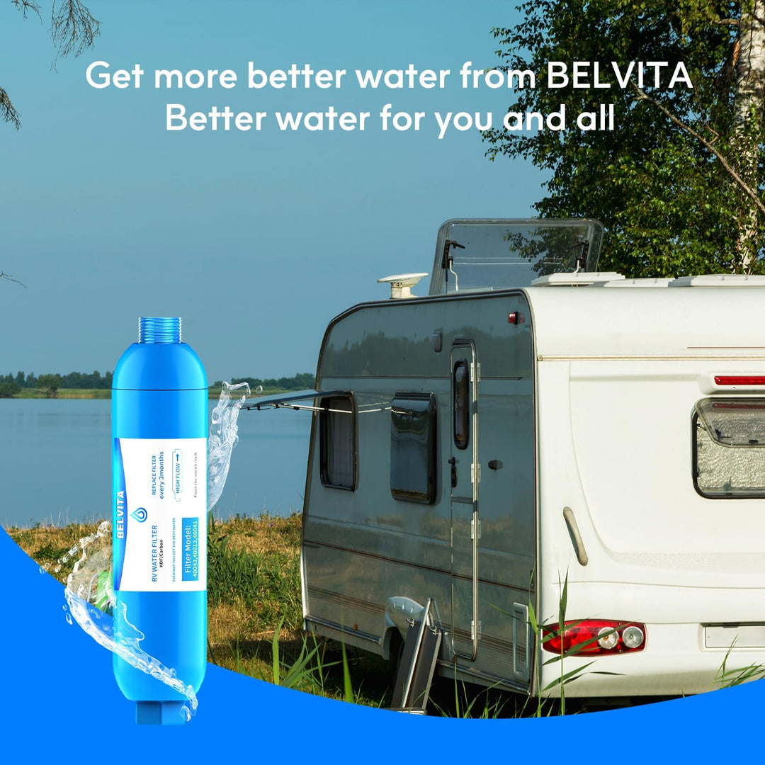 RV Inline Water Filter with Flexible Hose Protector,Dedicated for RVs and Marines,2 Pack Drinking & Washing Filter,Reduces Lead,Fluoride,Chlorine,Bad Taste & Odor - Just Closeouts Canada Inc.