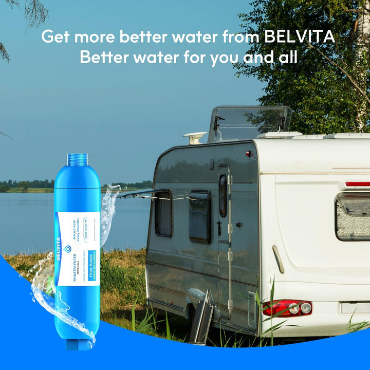 RV Inline Water Filter with Flexible Hose Protector,Dedicated for RVs and Marines,2 Pack Drinking & Washing Filter,Reduces Lead,Fluoride,Chlorine,Bad Taste & Odor - Just Closeouts Canada Inc.