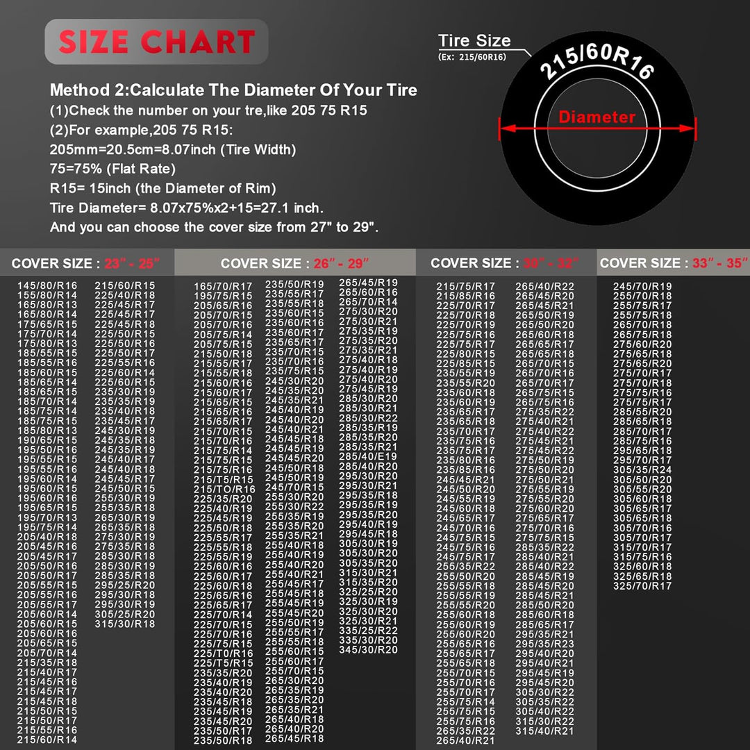 RV Tire Covers 4 Pack, Tough Tire Wheel Protector for Truck, SUV, Travel Trailer, Camper, Motorhome, Boat, Van, PU Oxford Waterproof Sun Rain Snow Protector Cover, Fits Tire Diameters 26 - 29 inch - Just Closeouts Canada Inc.