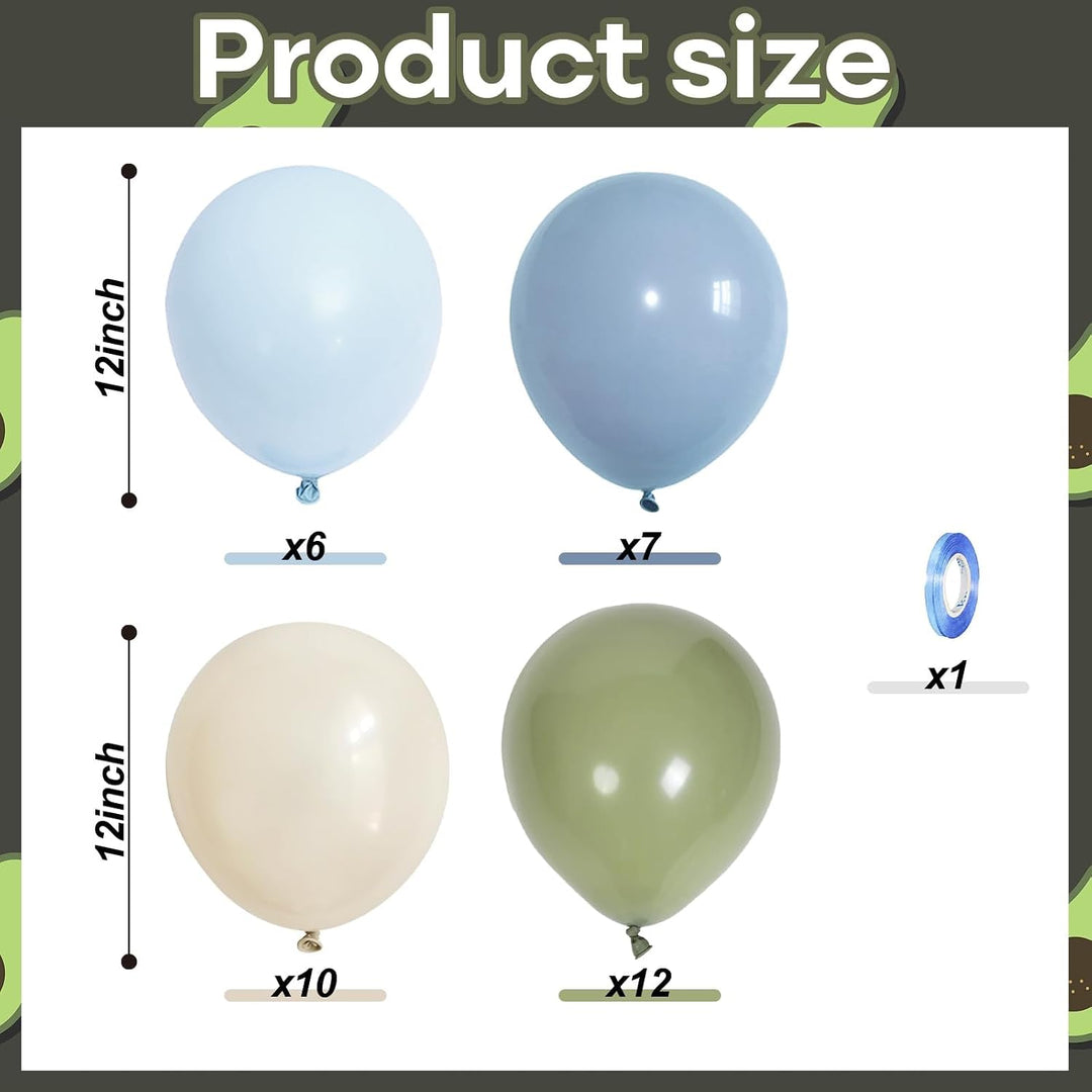 Sage Green, Blue & Cream Latex Balloons – 35 Pack, 12 Inch - Just Closeouts Canada Inc.