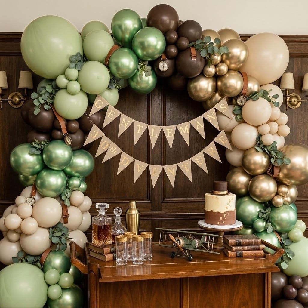 Sage Green Brown Safari Balloons, 60PCS Dusty Olive Green Coffee Beige Metallic Gold Eucalyptus Latex Balloon, Camo Army Hunting Balloons for Woodland Baby Shower Birthday Party Decorations Supplies - Just Closeouts Canada Inc.