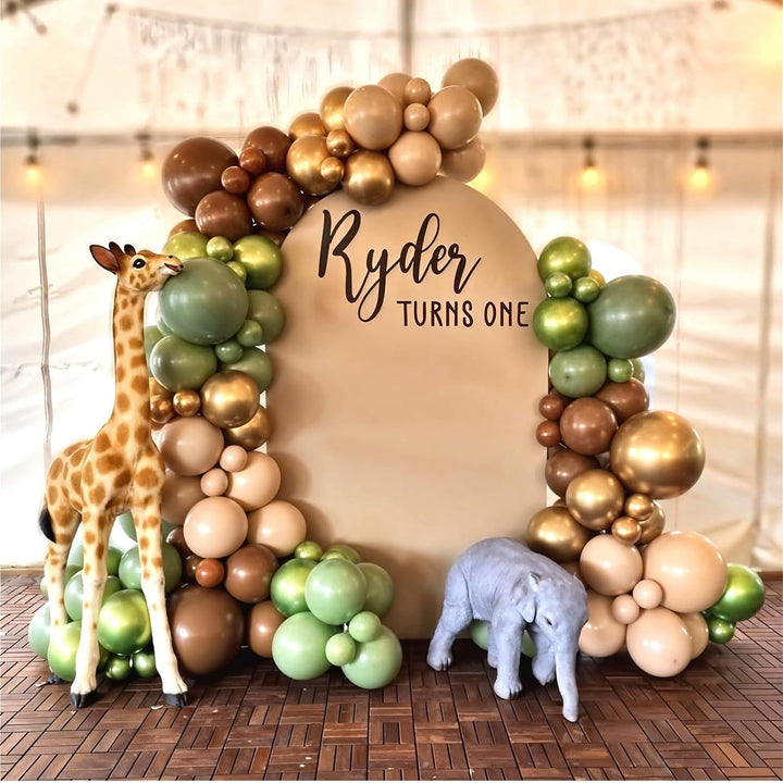 Sage Green Brown Safari Balloons, 60PCS Dusty Olive Green Coffee Beige Metallic Gold Eucalyptus Latex Balloon, Camo Army Hunting Balloons for Woodland Baby Shower Birthday Party Decorations Supplies - Just Closeouts Canada Inc.