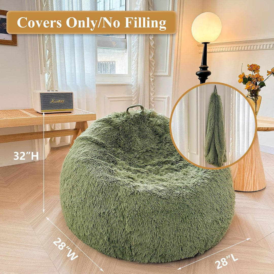 Sage Green Kids' Plush Faux Fur Bean Bag Cover, 28 × 28 × 32 in (No Filler) - Just Closeouts Canada Inc.X004LDO7IJ