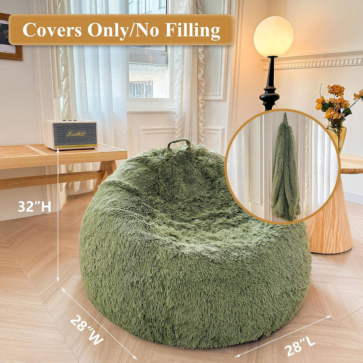 Sage Green Kids' Plush Faux Fur Bean Bag Cover, 28 × 28 × 32 in (No Filler) - Just Closeouts Canada Inc.X004LDO7IJ