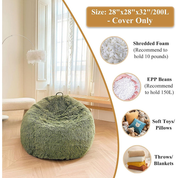 Sage Green Kids' Plush Faux Fur Bean Bag Cover, 28 × 28 × 32 in (No Filler) - Just Closeouts Canada Inc.X004LDO7IJ