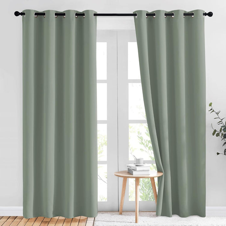 Sage Green Room-Darkening Curtains, 52 x 84 in, Set of 2 - Just Closeouts Canada Inc.
