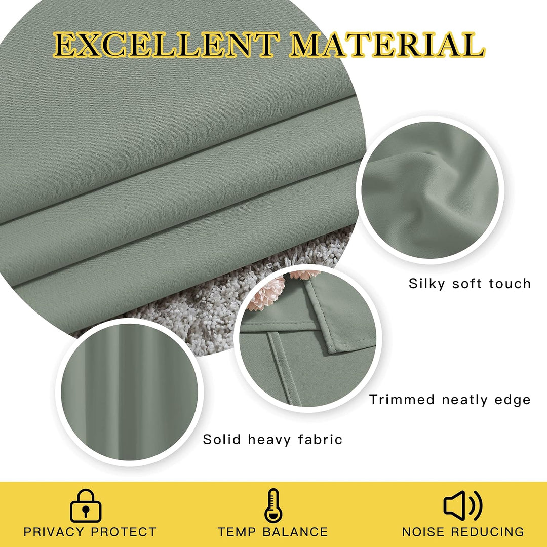 Sage Green Room-Darkening Curtains, 52 x 84 in, Set of 2 - Just Closeouts Canada Inc.