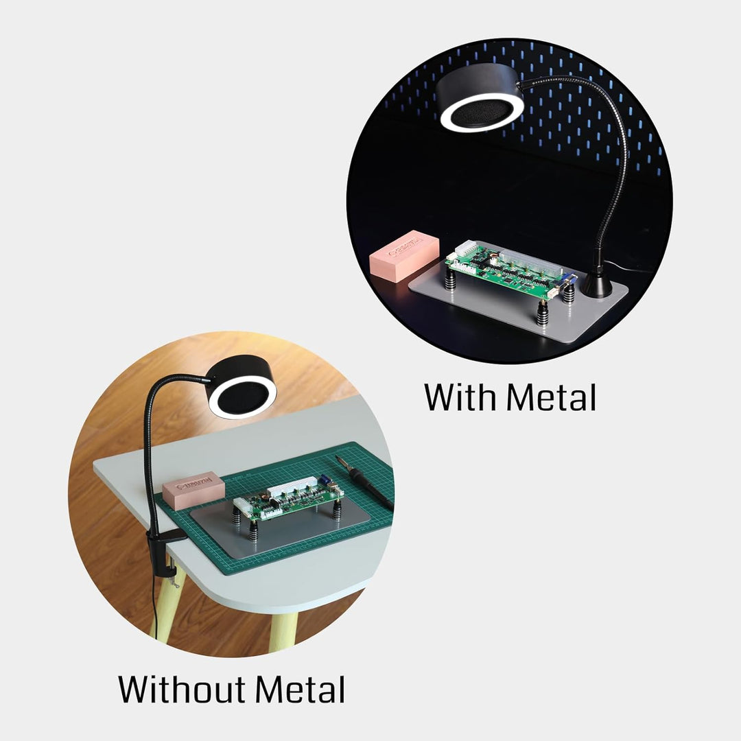 SainSmart Portable Fume Extractor Fan with LED Lights, Memory Stainless Steel Gooseneck & Replaceable Table Clamp, Magnetic Solder Smoke Absorber for Soldering DIY Working Station - Just Closeouts Canada Inc.