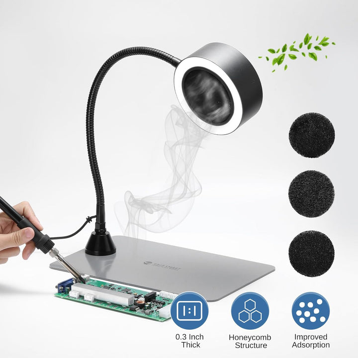 SainSmart Portable Fume Extractor Fan with LED Lights, Memory Stainless Steel Gooseneck & Replaceable Table Clamp, Magnetic Solder Smoke Absorber for Soldering DIY Working Station - Just Closeouts Canada Inc.