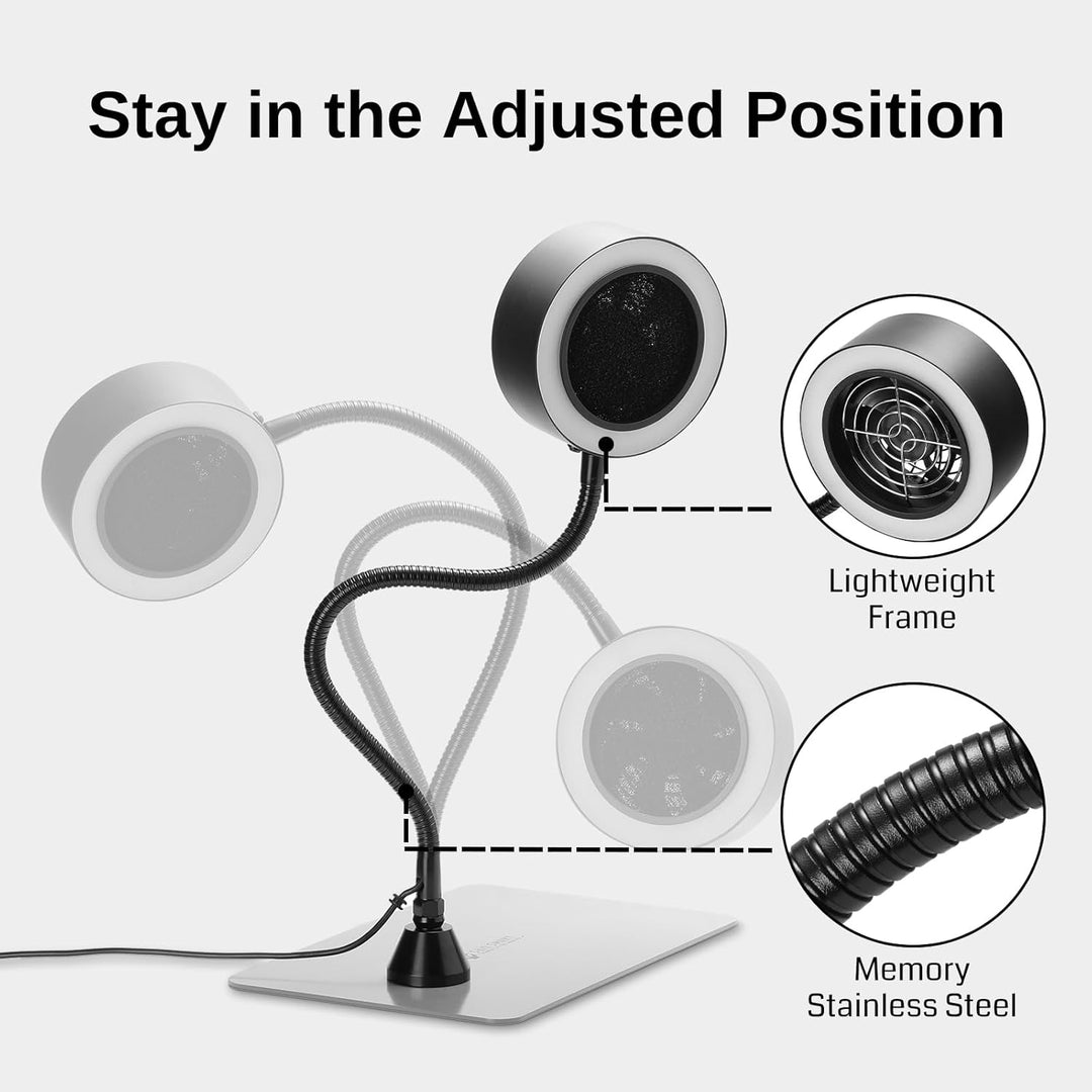 SainSmart Portable Fume Extractor Fan with LED Lights, Memory Stainless Steel Gooseneck & Replaceable Table Clamp, Magnetic Solder Smoke Absorber for Soldering DIY Working Station - Just Closeouts Canada Inc.