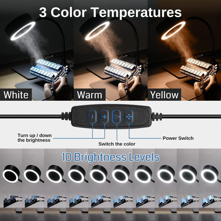 SainSmart Portable Fume Extractor Fan with LED Lights, Memory Stainless Steel Gooseneck & Replaceable Table Clamp, Magnetic Solder Smoke Absorber for Soldering DIY Working Station - Just Closeouts Canada Inc.