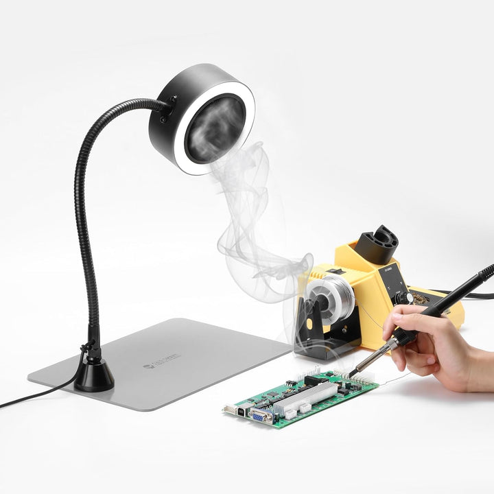 SainSmart Portable Fume Extractor Fan with LED Lights, Memory Stainless Steel Gooseneck & Replaceable Table Clamp, Magnetic Solder Smoke Absorber for Soldering DIY Working Station - Just Closeouts Canada Inc.