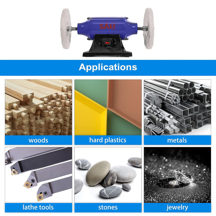 SALI 4 Pack Polishing Wheel for Bench Grinder 6" Buffing Wheel 2 *Yellow Cotton,1*White - Medium Cotton,1* White - Fine Cotton (50 Ply) for Buffer Polisher Pad 1/2'' Arbor Hole with Polishing Compound Kit - Just Closeouts Canada Inc.