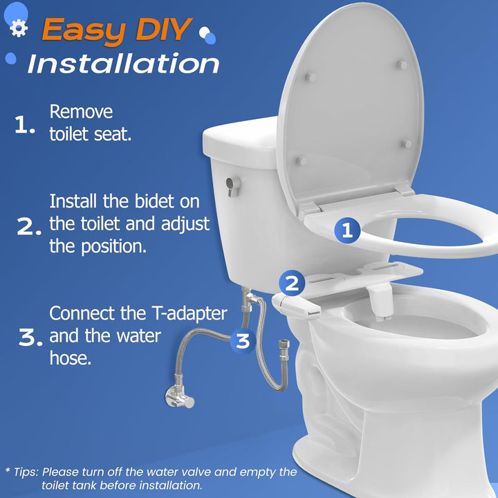 SAMODRA Ultra - Slim Bidet, Fresh Water Bidet Toilet Seat Attachment, Easy to Install - Just Closeouts Canada Inc.