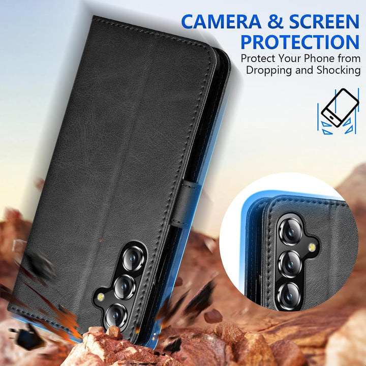 Samsung Galaxy S25 Case for Samsung S25 Wallet Case Shockproof Flip Flap Magnetic Clasp Protective for Galaxy S25 Cover with Cash Credit Card Slots for Samsung S25 (Black) - Just Closeouts Canada Inc.