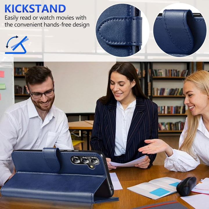 Samsung Galaxy S25 Case for Samsung S25 Wallet Case Shockproof Flip Flap Magnetic Clasp Protective for Galaxy S25 Cover with Cash Credit Card Slots for Samsung S25 (Blue) - Just Closeouts Canada Inc.