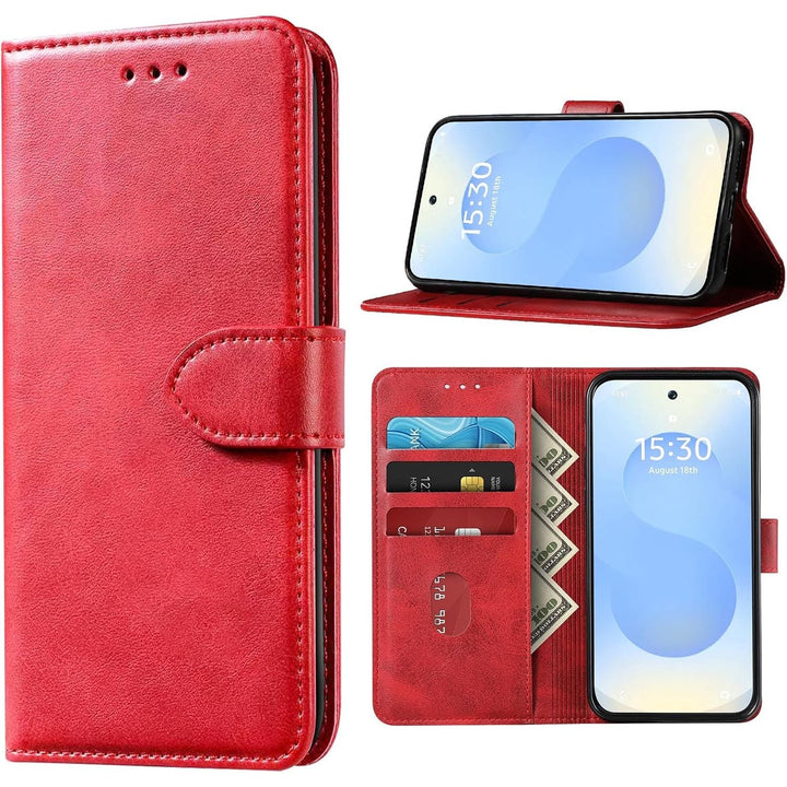 Samsung Galaxy S25 Case for Samsung S25 Wallet Case Shockproof Flip Flap Magnetic Clasp Protective for Galaxy S25 Cover with Cash Credit Card Slots for Samsung S25 (Red) - Just Closeouts Canada Inc.
