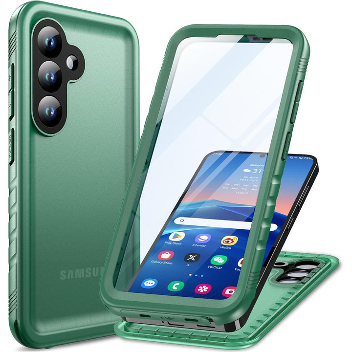 Samsung Galaxy S25 Case, IP68 Waterproof Shockproof Dustproof Protective Cover, 360° Full - Body Defense with Front and Back Dual Protection, Green - Just Closeouts Canada Inc.