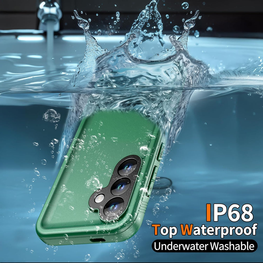 Samsung Galaxy S25 Case, IP68 Waterproof Shockproof Dustproof Protective Cover, 360° Full - Body Defense with Front and Back Dual Protection, Green - Just Closeouts Canada Inc.