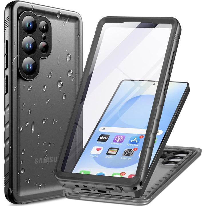 Samsung Galaxy S25 Ultra Military Waterproof IP68 Heavy Duty 360 Full Body with Screen Camera Protector Double Dustproof Hard Tough Protective S 25 Ultra Front Back Cover, Black - Just Closeouts Canada Inc.