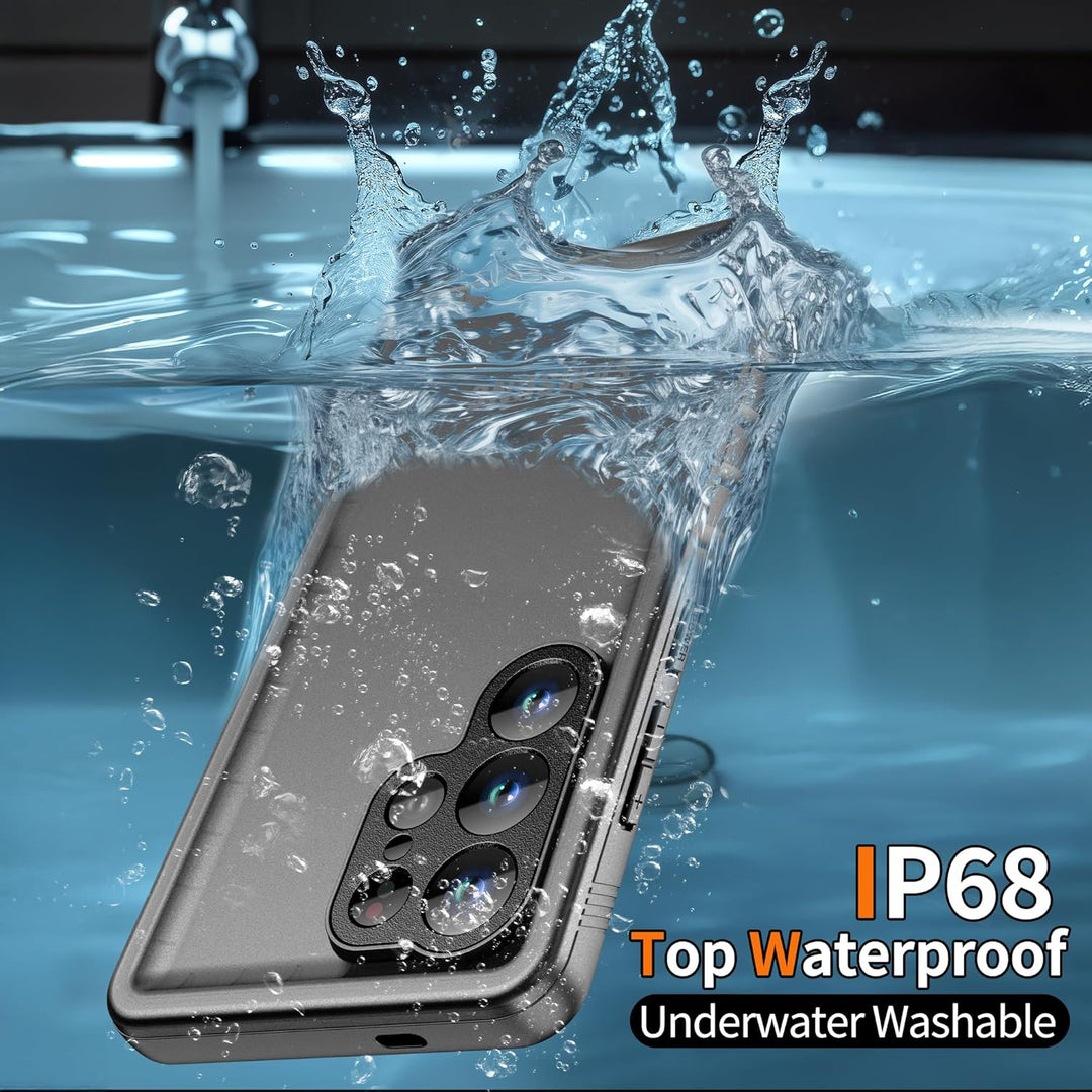 Samsung Galaxy S25 Ultra Military Waterproof IP68 Heavy Duty 360 Full Body with Screen Camera Protector Double Dustproof Hard Tough Protective S 25 Ultra Front Back Cover, Black - Just Closeouts Canada Inc.