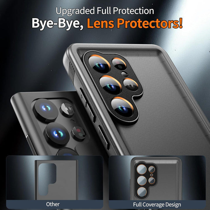 Samsung Galaxy S25 Ultra Military Waterproof IP68 Heavy Duty 360 Full Body with Screen Camera Protector Double Dustproof Hard Tough Protective S 25 Ultra Front Back Cover, Black - Just Closeouts Canada Inc.