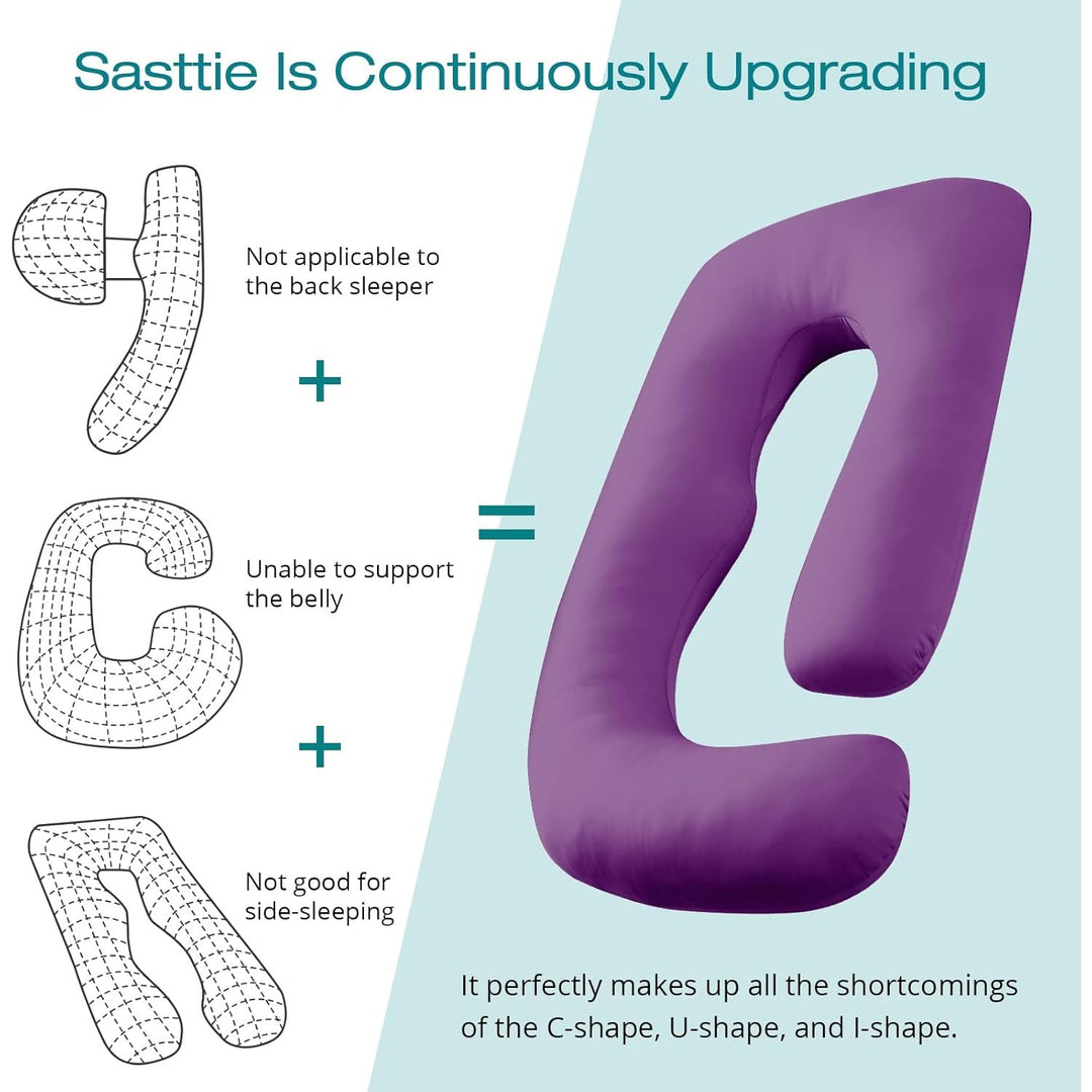 Sasttie Pregnancy Pillows for Sleeping, U Shaped Cooling Full Body Pillow, Pregnancy and Side Sleeper Must Haves, Maternity Pillow for Pregnant Women with Removable Cover, Purple - Just Closeouts Canada Inc.