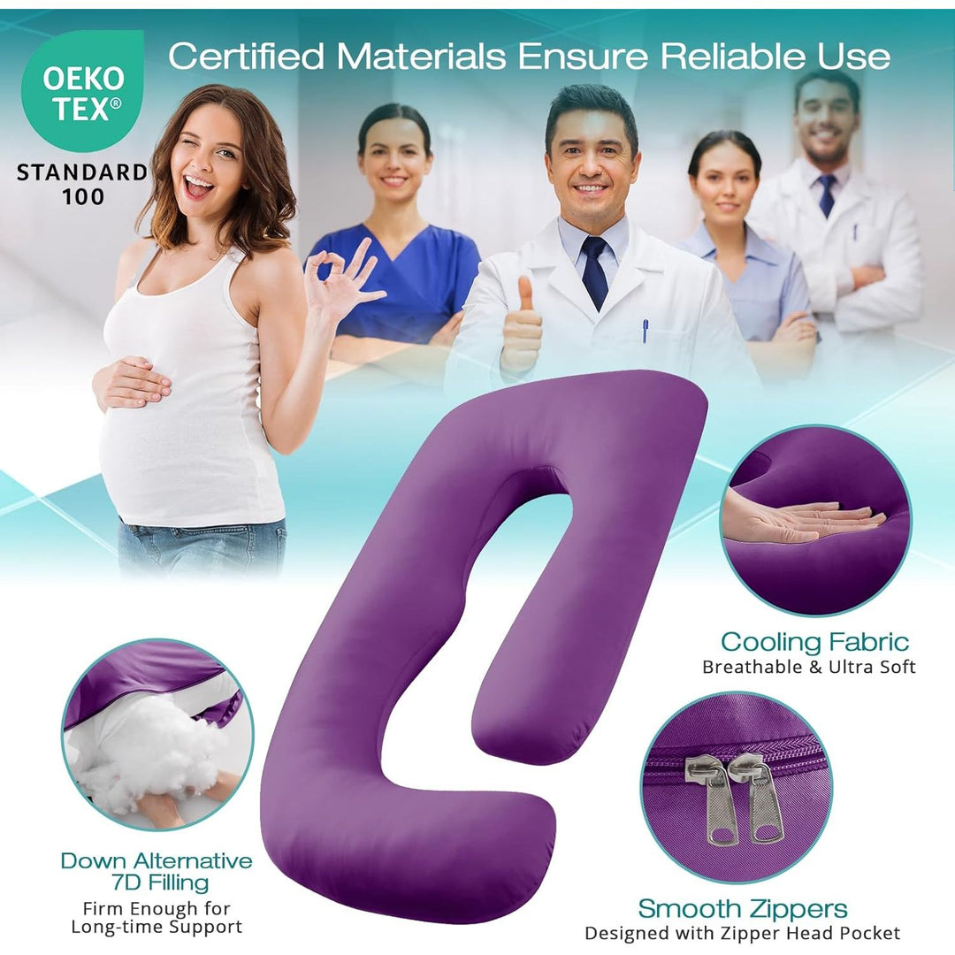 Sasttie Pregnancy Pillows for Sleeping, U Shaped Cooling Full Body Pillow, Pregnancy and Side Sleeper Must Haves, Maternity Pillow for Pregnant Women with Removable Cover, Purple - Just Closeouts Canada Inc.