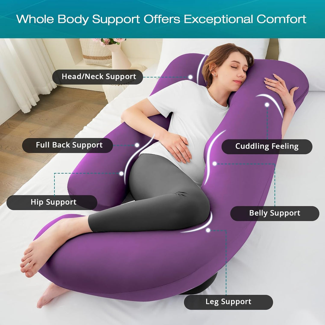 Sasttie Pregnancy Pillows for Sleeping, U Shaped Cooling Full Body Pillow, Pregnancy and Side Sleeper Must Haves, Maternity Pillow for Pregnant Women with Removable Cover, Purple - Just Closeouts Canada Inc.
