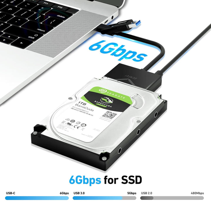 SATA to USB 3.0 Cable, USB 3.0 to SATA III Hard Drive Adapter Compatible for 2.5 3.5 Inch HDD/SSD Hard Drive Disk with 12V/2A Power Adapter, Support UASP - Just Closeouts Canada Inc.000221black