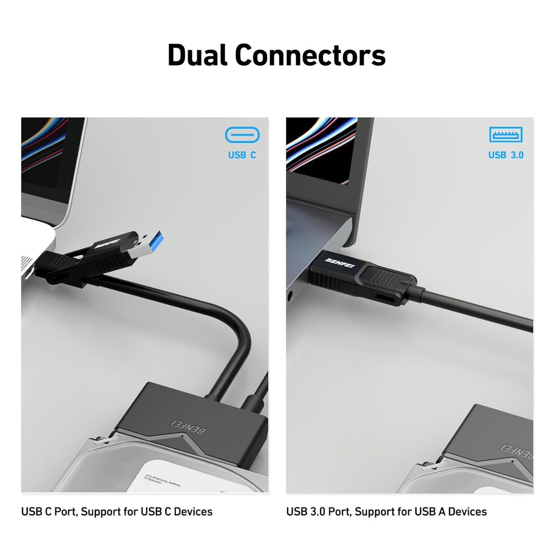 SATA to USB 3.0 Cable, USB 3.0 to SATA III Hard Drive Adapter Compatible for 2.5 3.5 Inch HDD/SSD Hard Drive Disk with 12V/2A Power Adapter, Support UASP - Just Closeouts Canada Inc.000221black