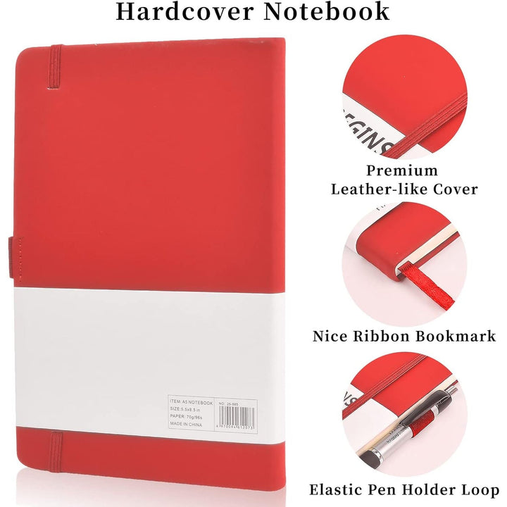 SAYEEC Lined Journal Notebook, 200 Pages Classic Hardcover Notebook with Pen Loop, A5 Ruled Journals for Writing Note Taking Office School, Premium Thick Paper with Inner Pocket (Red) - Just Closeouts Canada Inc.