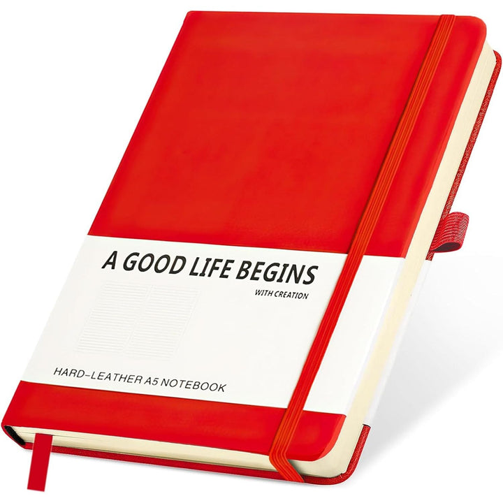 SAYEEC Lined Journal Notebook, 200 Pages Classic Hardcover Notebook with Pen Loop, A5 Ruled Journals for Writing Note Taking Office School, Premium Thick Paper with Inner Pocket (Red) - Just Closeouts Canada Inc.