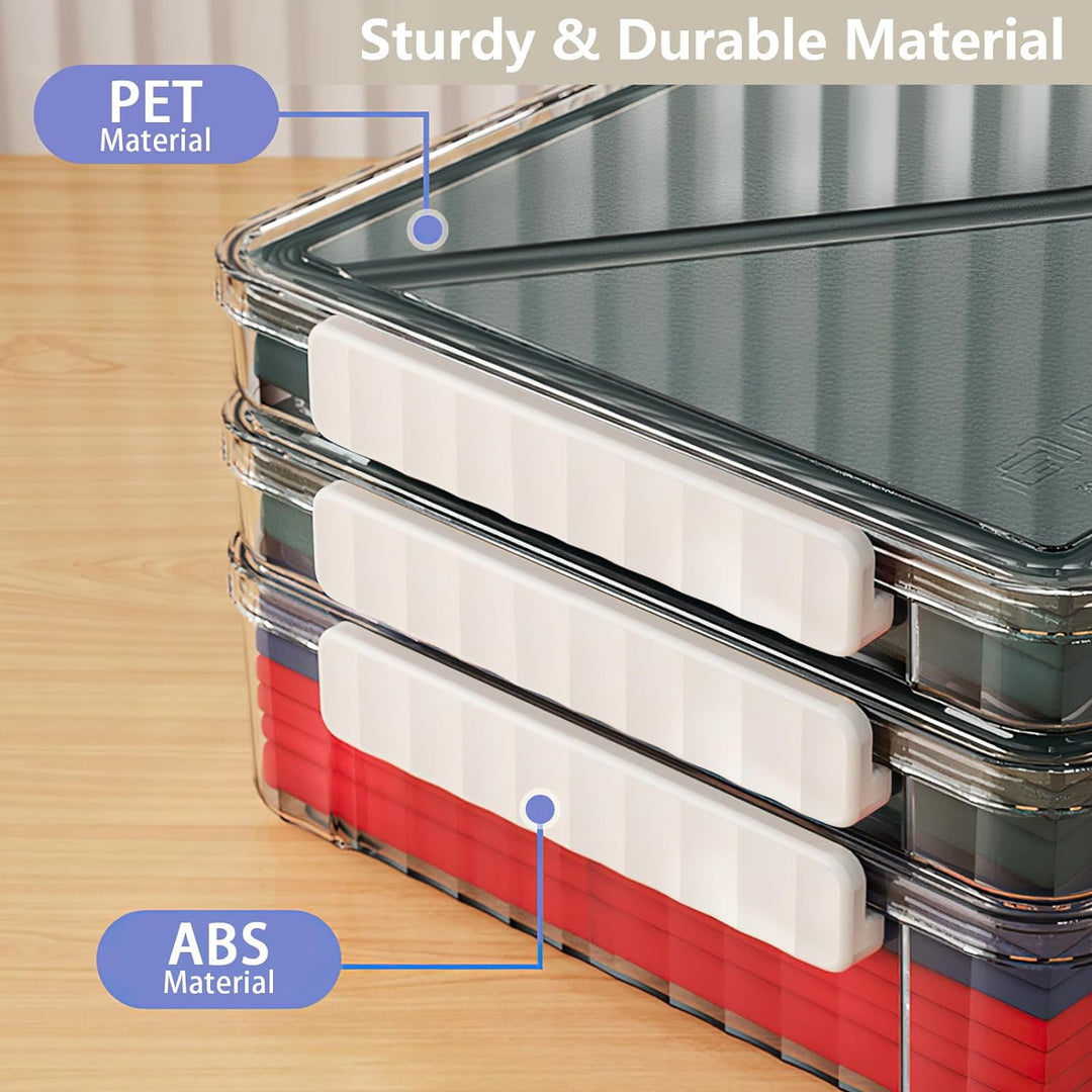 SAYEEC Stackable Storage Box, Portable Project Case File Protector, Plastic Storage Container with Lid and Handle, Clear Large Capacity Storage Bin for A4 Paper Photo Craft Document Scrapbook (White) - Just Closeouts Canada Inc.