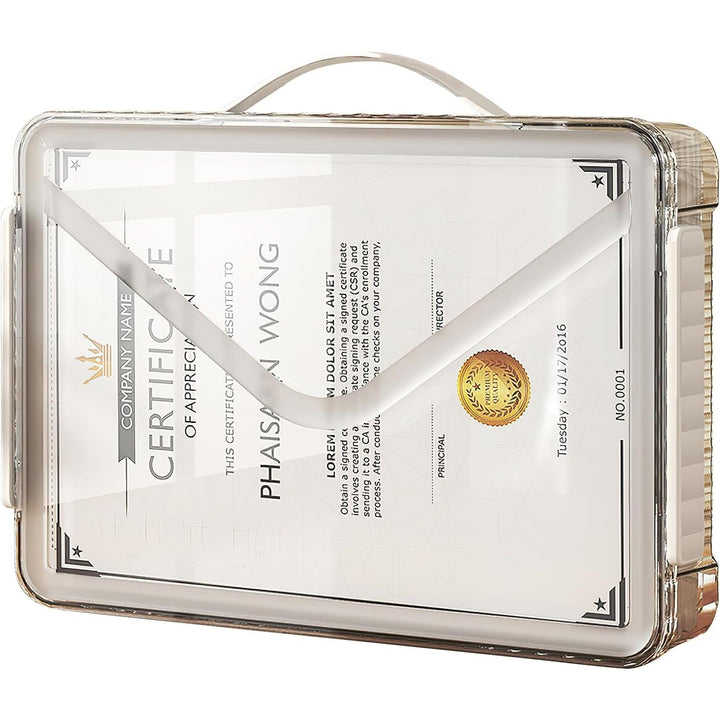 SAYEEC Stackable Storage Box, Portable Project Case File Protector, Plastic Storage Container with Lid and Handle, Clear Large Capacity Storage Bin for A4 Paper Photo Craft Document Scrapbook (White) - Just Closeouts Canada Inc.