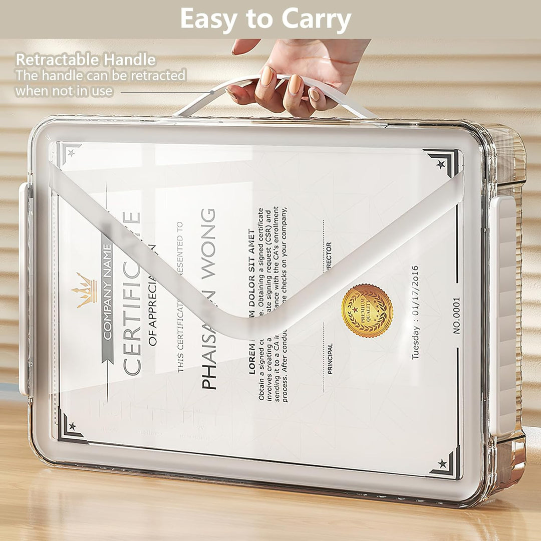 SAYEEC Stackable Storage Box, Portable Project Case File Protector, Plastic Storage Container with Lid and Handle, Clear Large Capacity Storage Bin for A4 Paper Photo Craft Document Scrapbook (White) - Just Closeouts Canada Inc.