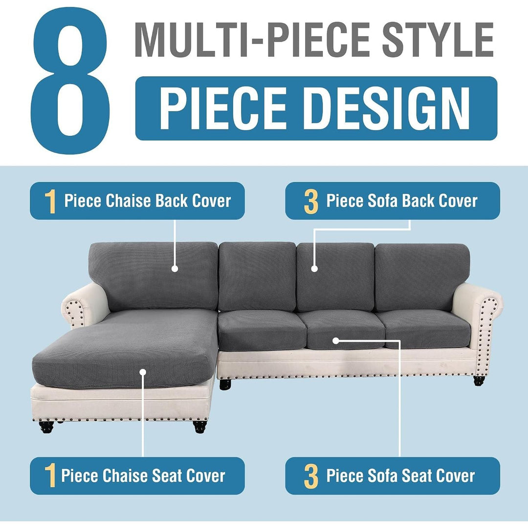 Sectional Cushion Cover Set, Grey, XL Sofa + Chaise, 8 Pieces - Just Closeouts Canada Inc.