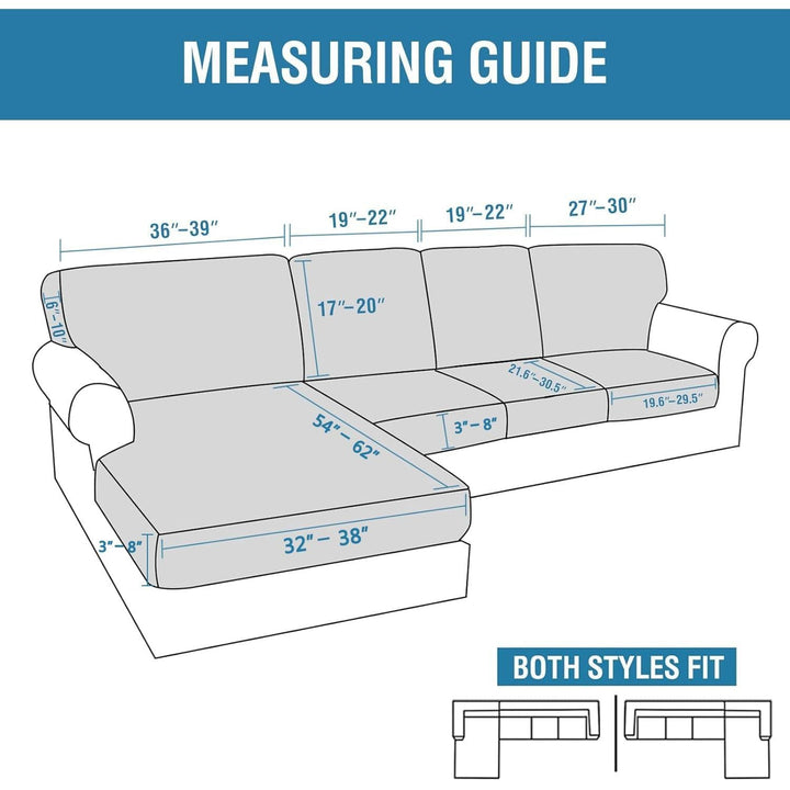 Sectional Cushion Cover Set, Grey, XL Sofa + Chaise, 8 Pieces - Just Closeouts Canada Inc.