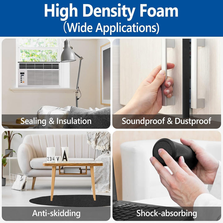 Self Adhesive Foam Tape Weatherstrip 1/2In x 1/16In x 66Ft High Density Foam Insulation Strips Foam Seal Weather Stripping with Strong Adhesive for Door and Window Sound Isolation Soundproofing - Just Closeouts Canada Inc.